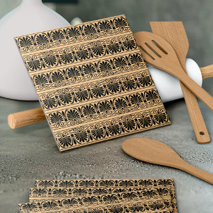 Greek Mediterranean Arabesque Pattern Brown Tile