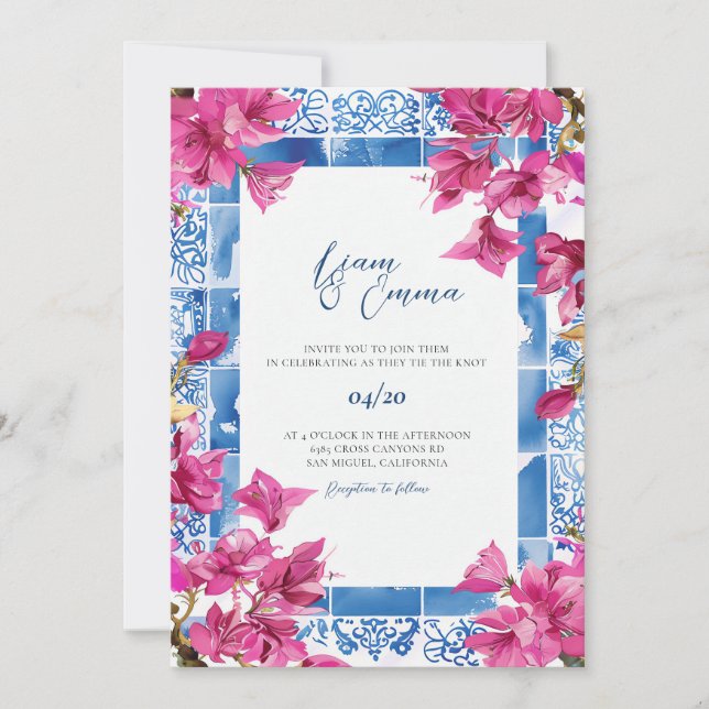 Greek mediterranean Invite Wedding Destination (Front)