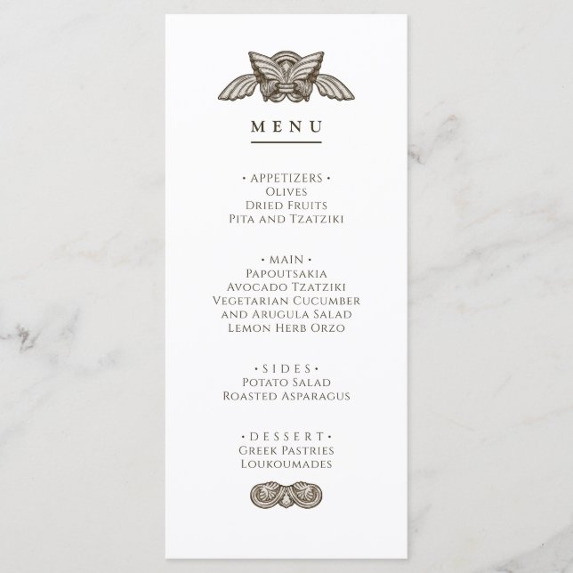 Greek menu party table Sign with stone elements (Front)