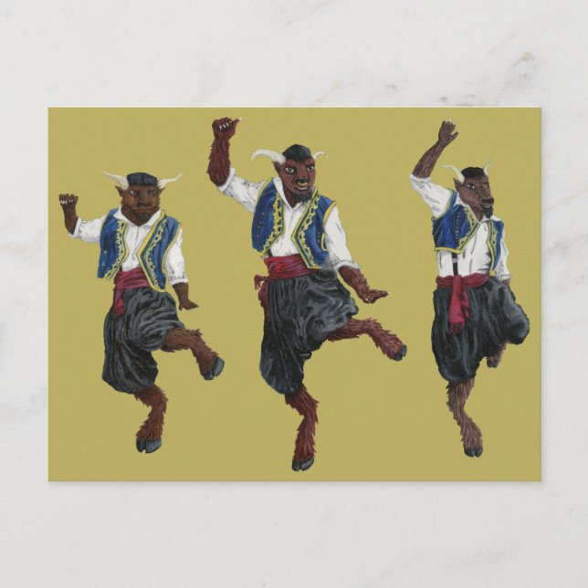 Greek Minotaurs Dance Celebration Fantasy Postcard (Front)