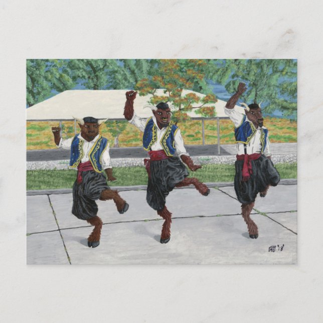 Greek Minotaurs Dancing Fantasy Art Postcard (Front)