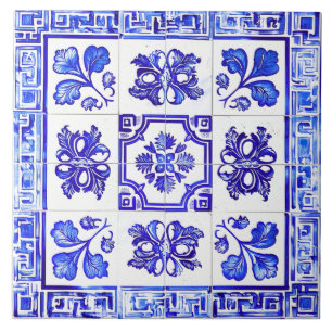 Greek mosaic: Cobalt and White Tile