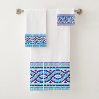 Greek Mosaic Tile Ornament  Bath Towel Set