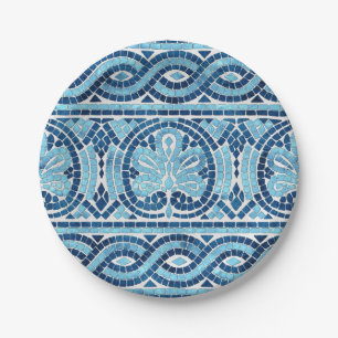 Greek Mosaic Tile Ornament Paper Plate