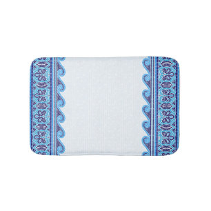 Greek Mosaic Tile Ornament - Shades of Blue Bath Mat