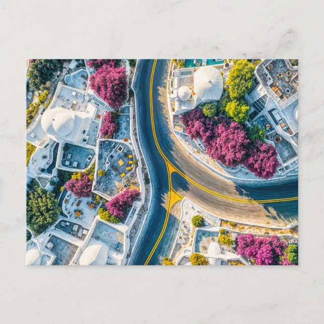 Greek Mountain Village Street with Bougainvillea Holiday Postcard (Front)