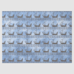 Greek Myth Vintage Ship Odyssey Blue Decoupage Tissue Paper