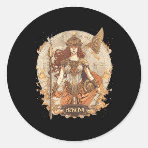 Greek Mythology_ Athena, Goddess Of Wisdom And War Classic Round Sticker