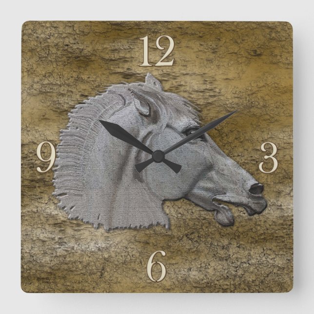 Greek Mythology Classical Horse Head Square Wall Clock (Front)