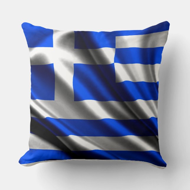 Greek National Flag Throw Pillow (Front)