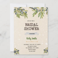 Greek olive theme party bridal shower invitation
