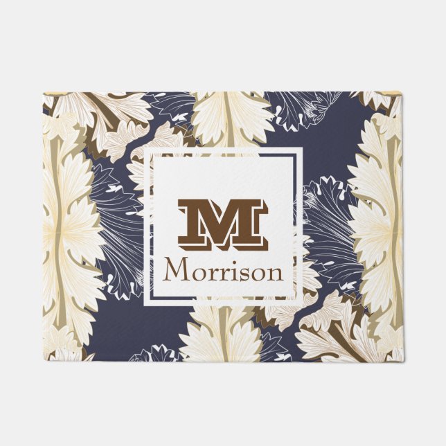 Greek Ornate Leaves in Cream Personalised Doormat (Front)