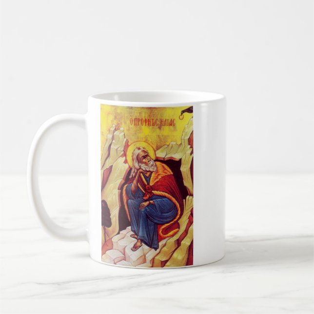 Greek orthodox icon of Prophet Elijah Coffee Mug (Left)