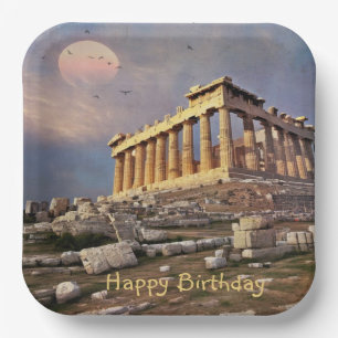 Greek Parthenon Birthday Paper Plate