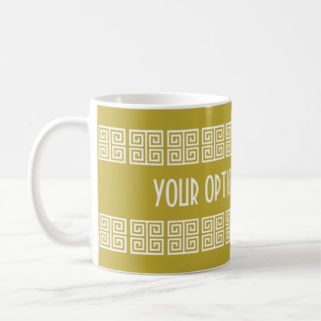 Greek Pattern custom text mugs (Left)
