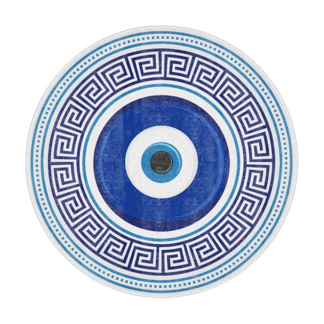 Greek Pattern Evil Eye Nazar Cutting Board (Front)