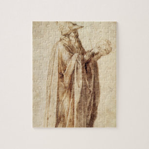 Greek Philosopher with Human Skull by Michelangelo Jigsaw Puzzle
