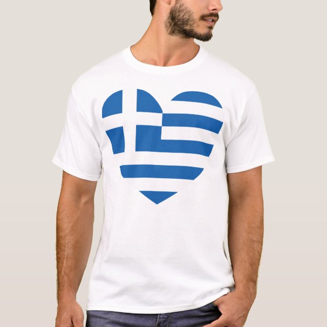 Greek Pride Flag Love Heart T-Shirt (Front)