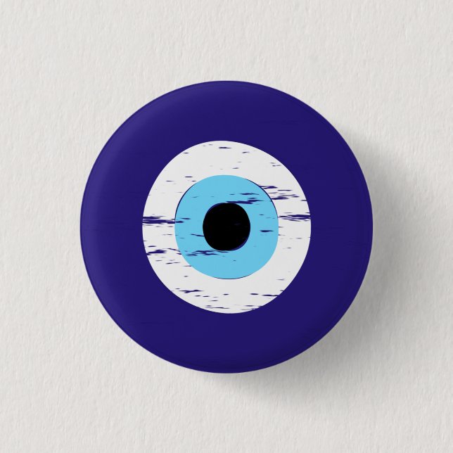 Greek Protection From Evil Eye Device Nazar Amulet 3 Cm Round Badge (Front)