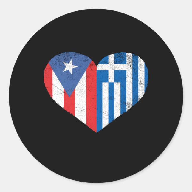 Greek Puerto Rican Flag Love Greece Puerto Rico Classic Round Sticker (Front)