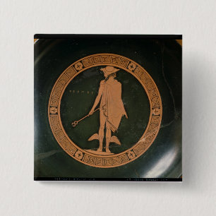 Greek red-figure cup, depicting the god Hermes 15 Cm Square Badge
