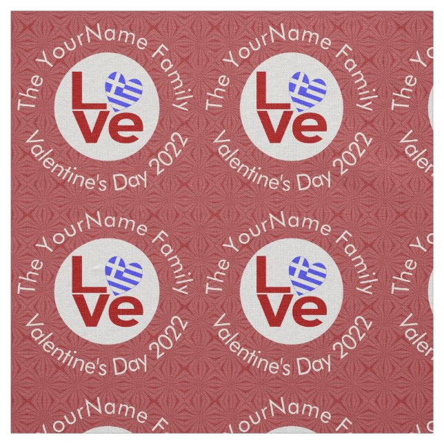 Greek Red LOVE Flag Personalised  Fabric (Swatch)