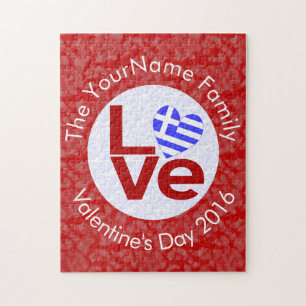 Greek Red LOVE Flag Personalised Jigsaw Puzzle