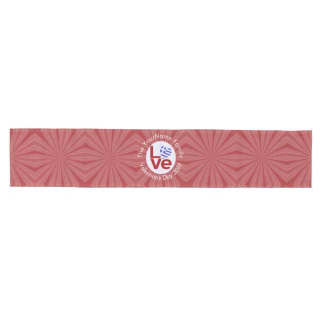Greek Red LOVE Flag Personalised  Medium Table Runner (Horizontal)