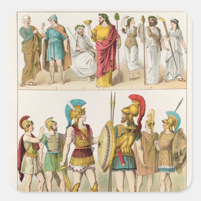 Greek Religious and Military Dress Square Sticker (Front)
