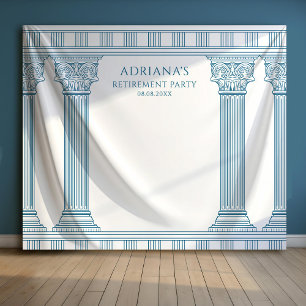 Greek Retirement Party blue photo backdrop Tapestry