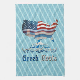 Greek Roots American Map Kitchen Towel
