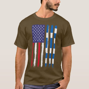 Greek Roots Half American Flag Patriotic Greek T-Shirt