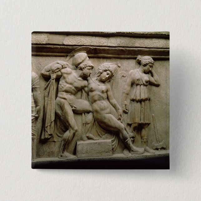 Greek Sarcophagus with a Scene showing the Battle 15 Cm Square Badge (Front)