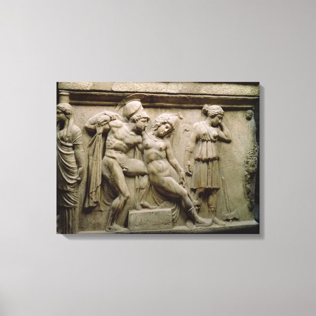Greek Sarcophagus with a Scene showing the Battle Canvas Print (Front)