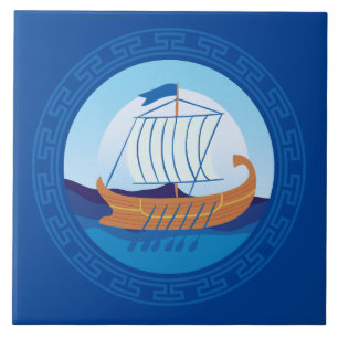 Greek Ship Ceramic Tile