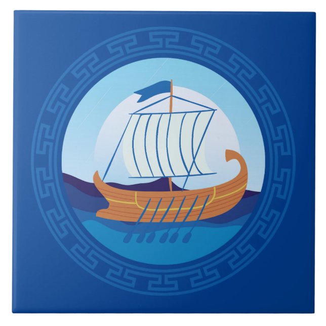 Greek Ship Ceramic Tile (Front)
