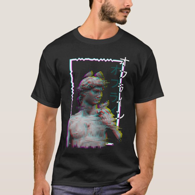 Greek Statue Ancient Vaporwave Synthwave Glitch fr T-Shirt (Front)