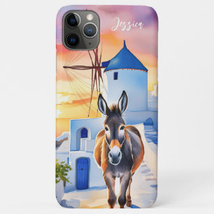 Greek Style Windmill and Donkey Personalised Name Case-Mate iPhone Case