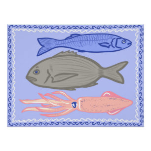Greek Taverna Fish Mediterranean Food Poster