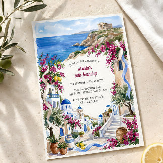 Greek Themed Mediterranean Birthday Party Invitation