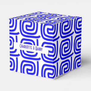 Greek Traditional Blue White Meander Personalised Favour Box