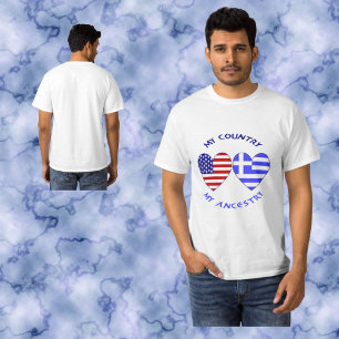 Greek USA Flag Hearts My Country My Ancestry Men's T-Shirt