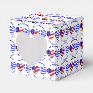 Greek USA Flags Hearts Country Ancestry Tiled Favour Box