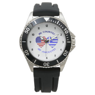 Greek USA Hearts Country Ancestry Watch