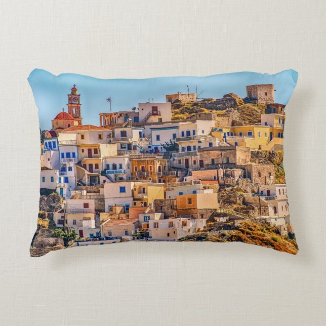 Greek Village Karpathos Island Aegean Sea Decorative Cushion (Front)