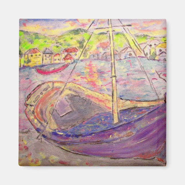 Greek Village Sunset Magnet (Front)