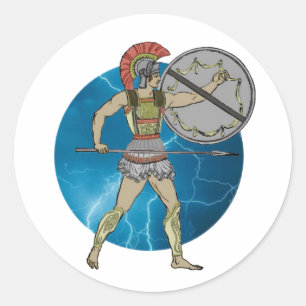 Greek Warrior Classic Round Sticker