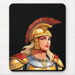Greek warrior woman profile in classical mouse pad