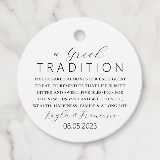 Greek Wedding Tradition Favour Tags (Front)