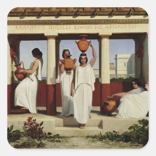 Greek Women at the Fountain, 1841 Square Sticker (Front)